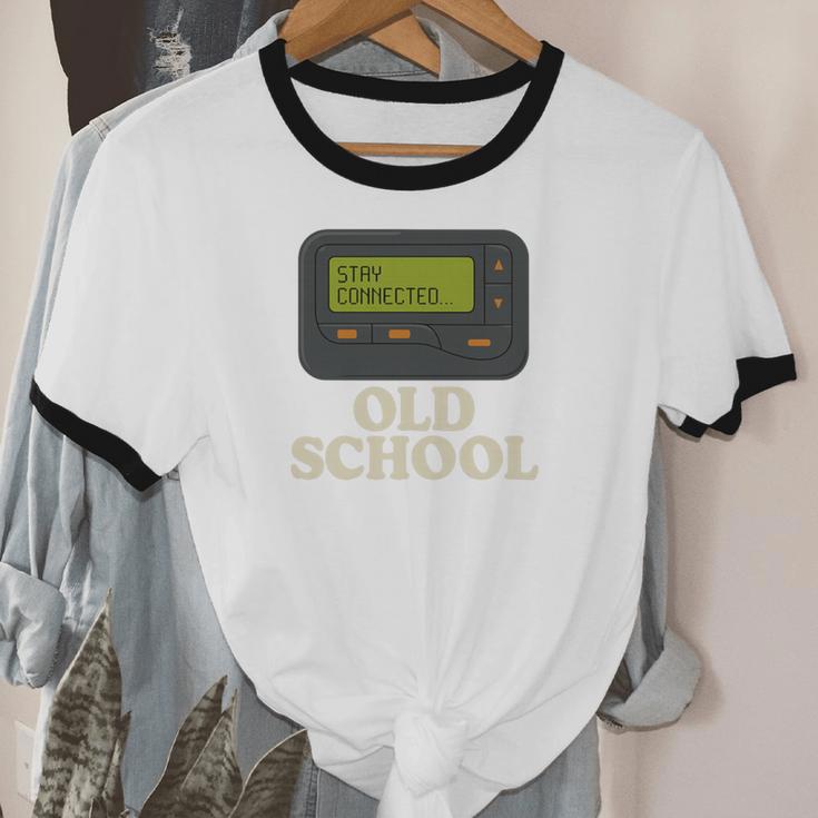 Old School 90s Pager Retro Nostalgia Vintage Tech Gen Unisex Cotton Ringer T-Shirt
