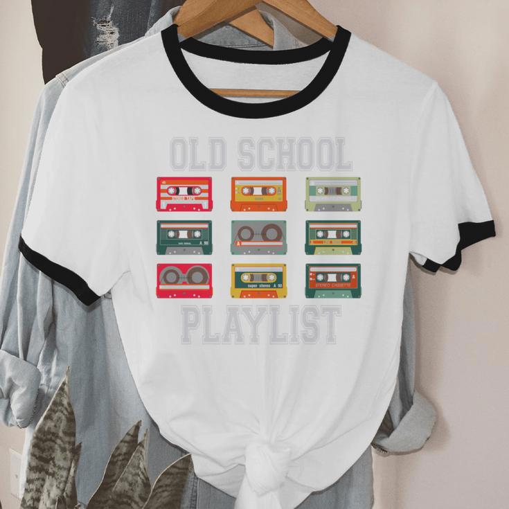 Old School Playlist Nostalgia Vibes Cassette Unisex Cotton Ringer T-Shirt