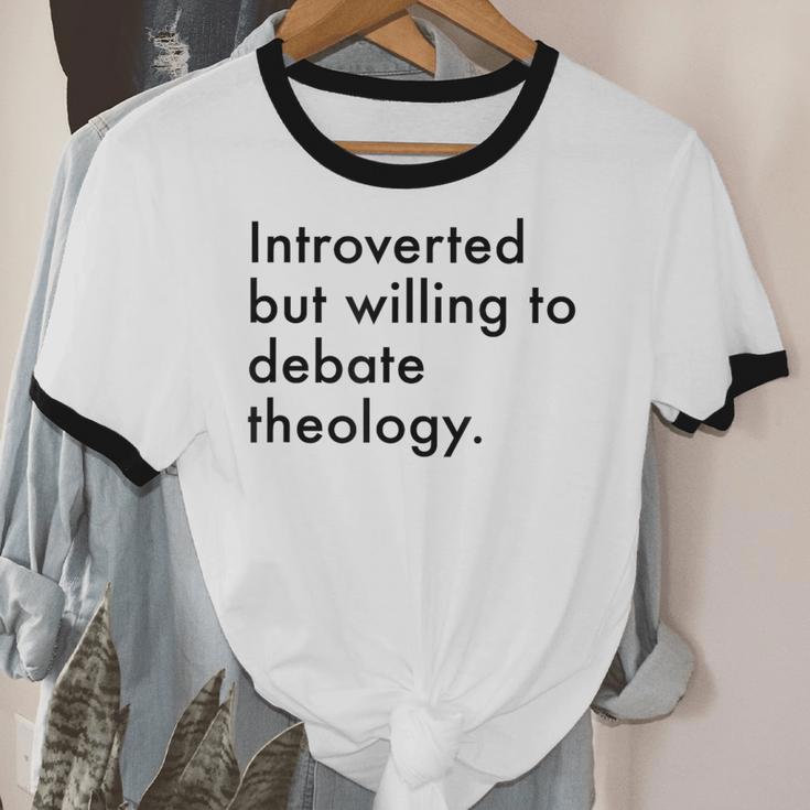 Theology Introvert Christian Conversation Starters Unisex Cotton Ringer T-Shirt Theology Introvert Christian Conversation Starters Unisex Cotton Ringer T-Shirt
