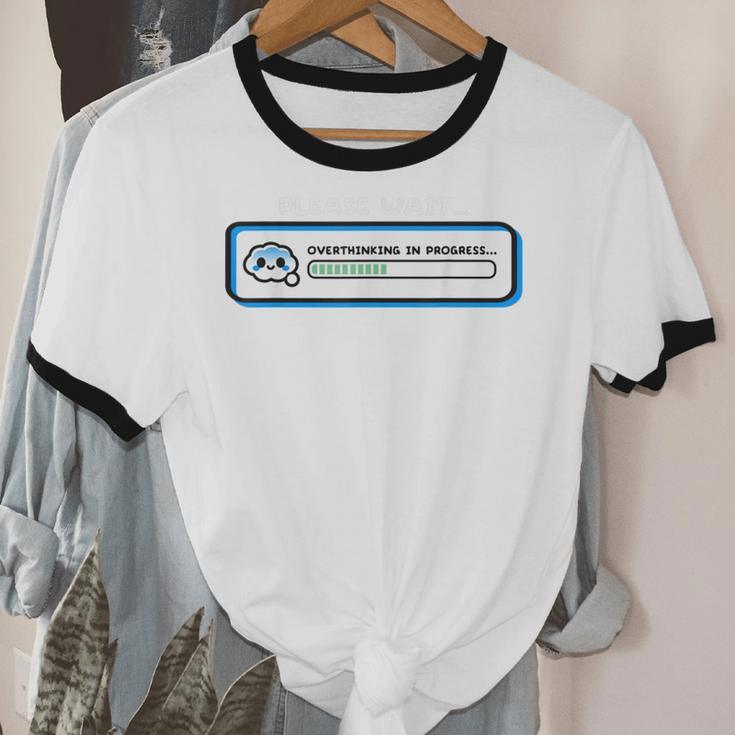 Overthinking In Progress Introvert Please Wait Unisex Cotton Ringer T-Shirt