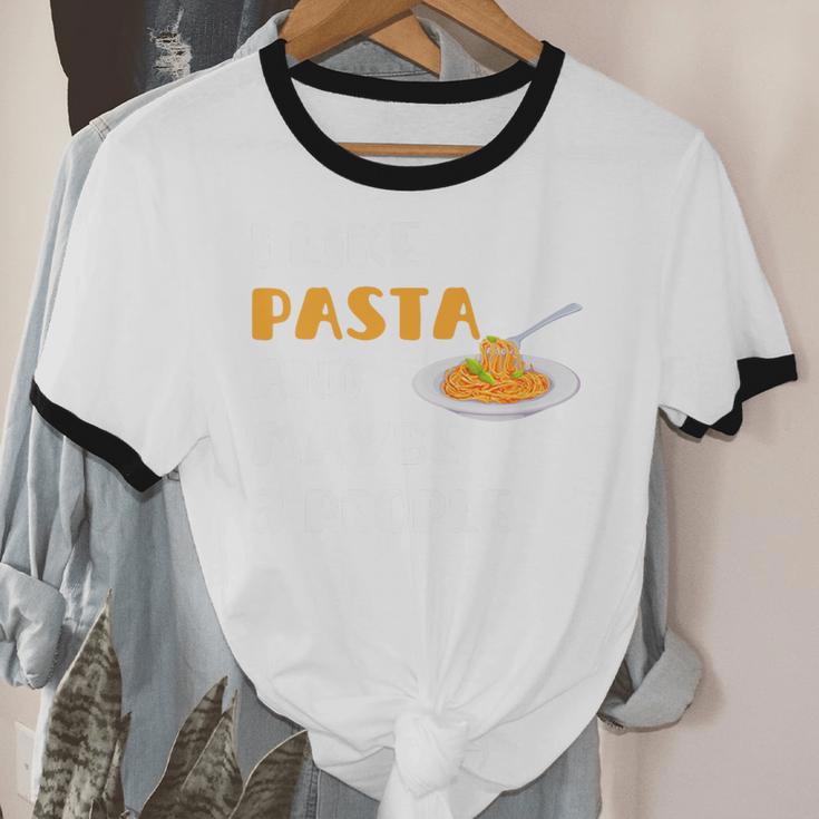 I Like Pasta And Maybe 3 People Introvert Foodie Premium Unisex Cotton Ringer T-Shirt I Like Pasta And Maybe 3 People Introvert Foodie Premium Unisex Cotton Ringer T-Shirt