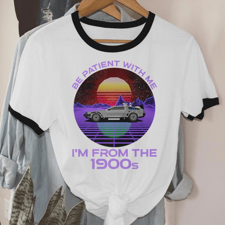 Be Patient With Me I'm From The 1900s Synthwave Premium Unisex Cotton Ringer T-Shirt