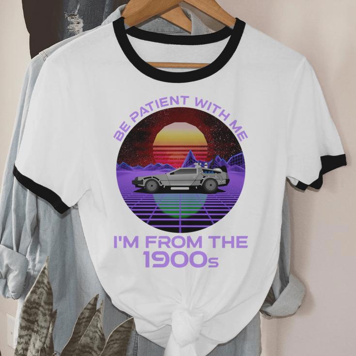 Be Patient With Me I'm From The 1900s Synthwave Unisex Cotton Ringer T-Shirt