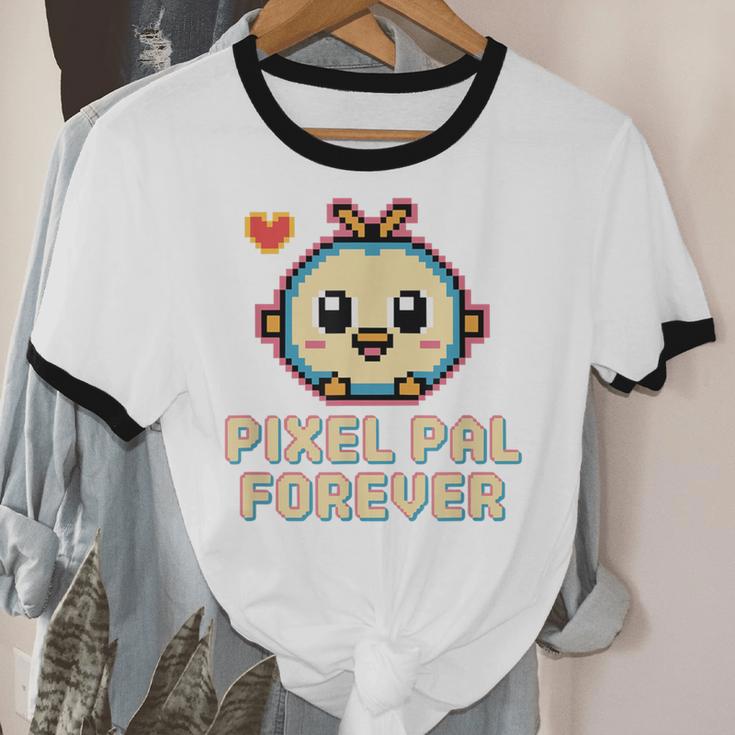 Pixel Art Pet Y2K Retro Vintage Digital Nostalgia Y2K Tech Unisex Cotton Ringer T-Shirt