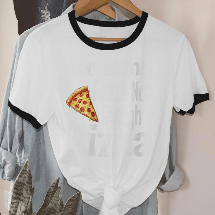 Pizza Lover Saying Introvert Anti Social Humor Foodie Unisex Cotton Ringer T-Shirt