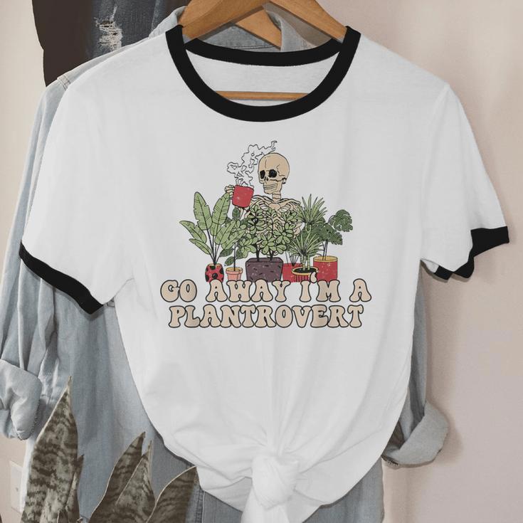 Plant Coffee Lover Plantrovert Gardening Introvert Unisex Cotton Ringer T-Shirt
