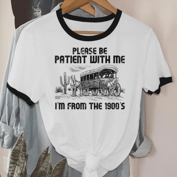 Please Patience I'm From The 1900s Vintage Western Unisex Cotton Ringer T-Shirt Please Patience I'm From The 1900s Vintage Western Unisex Cotton Ringer T-Shirt