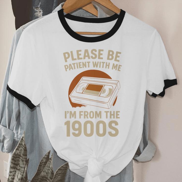 Please Be Patient I'm From The 1900s – Vintage Tape Premium Unisex Cotton Ringer T-Shirt