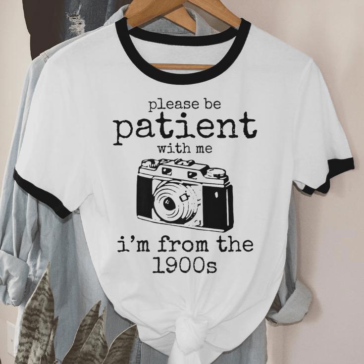 Please Be Patient With Me I'm From The 1900s Camera Premium Unisex Cotton Ringer T-Shirt