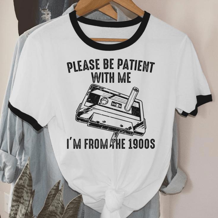 Please Be Patient With Me I'm From The 1900s Cassette Pencil Premium Unisex Cotton Ringer T-Shirt Please Be Patient With Me I'm From The 1900s Cassette Pencil Premium Unisex Cotton Ringer T-Shirt