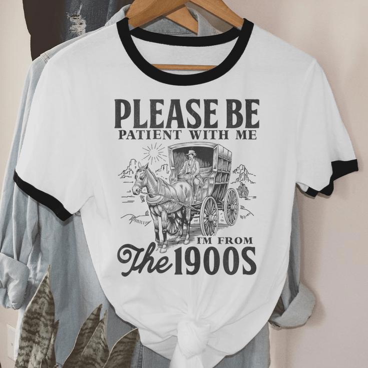 Please Be Patient I'm From The 1900s Horse Drawn Wagon Gifts Unisex Cotton Ringer T-Shirt Please Be Patient I'm From The 1900s Horse Drawn Wagon Gifts Unisex Cotton Ringer T-Shirt