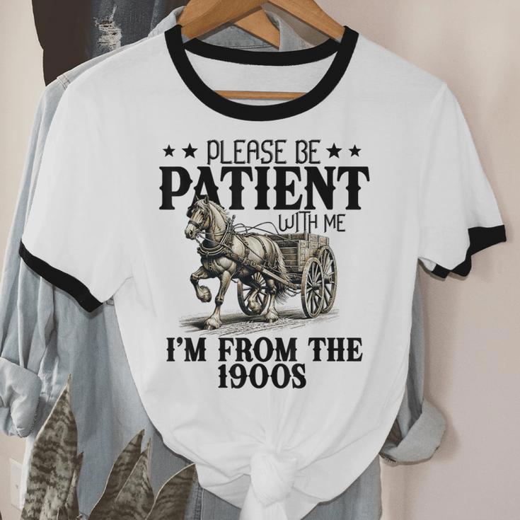 Please Patient I'm From The 1900s Quote Vintage Horse Unisex Cotton Ringer T-Shirt