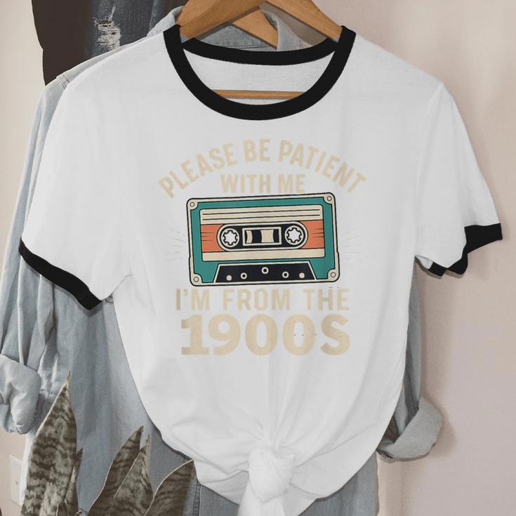 Please Patient I'm From The 1900s Retro Cassette Humor Unisex Cotton Ringer T-Shirt