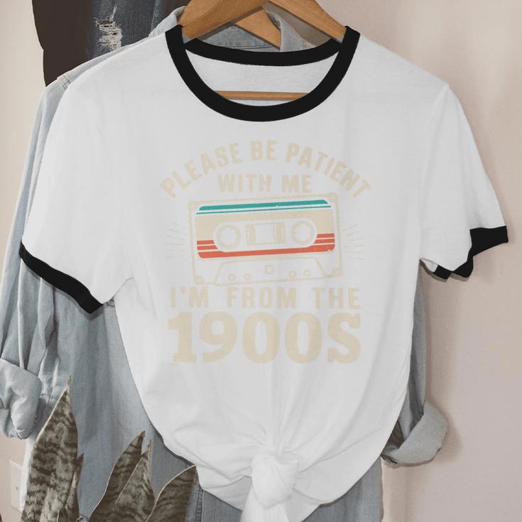 Please Be Patient With Me I'm From The 1900s Retro Cassette Premium Unisex Cotton Ringer T-Shirt