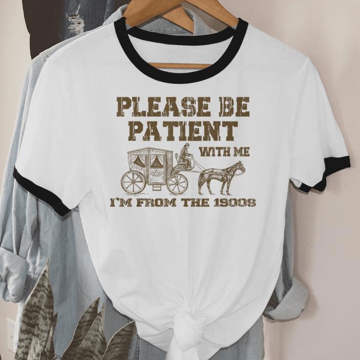 Please Be Patient With Me I'm From The 1900s Retro Horse Unisex Cotton Ringer T-Shirt Please Be Patient With Me I'm From The 1900s Retro Horse Unisex Cotton Ringer T-Shirt