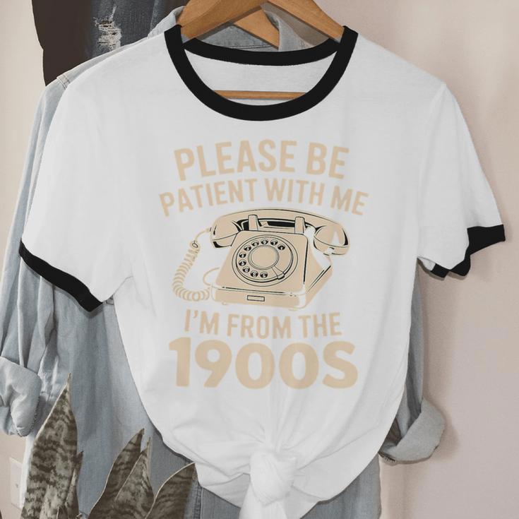 Please Be Patient With Me I'm From The 1900s Retro Humor Premium Tri-Blend Unisex Cotton Ringer T-Shirt