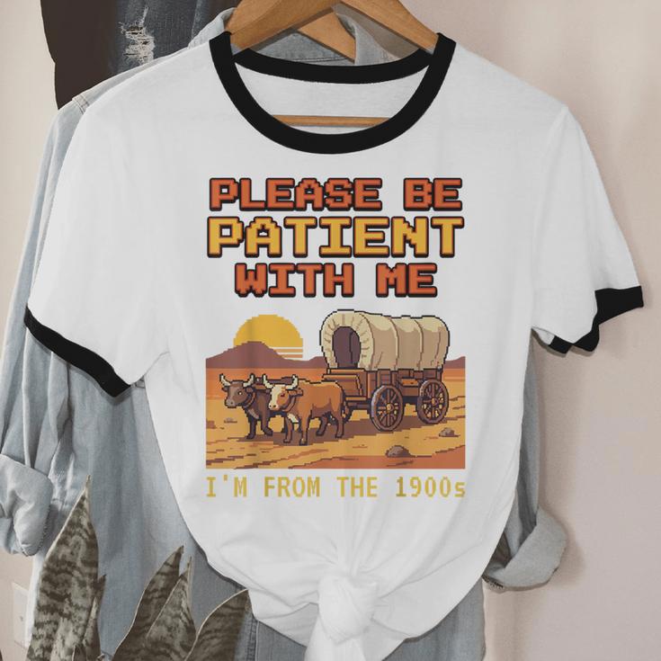 Please Be Patient I'm From The 1900s Retro Pixel Art Unisex Cotton Ringer T-Shirt