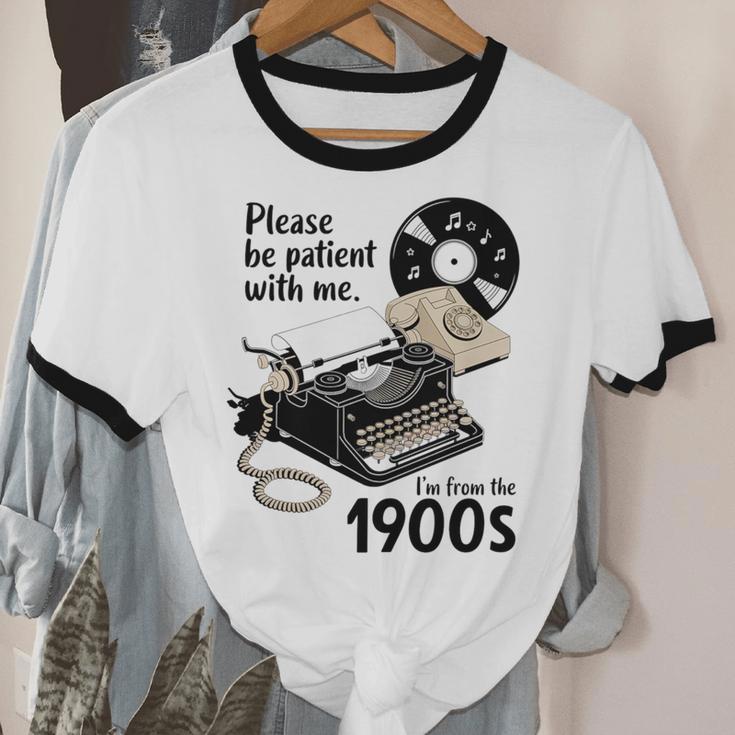 Please Be Patient I'm From The 1900s Sarcastic Joke Premium Tri-Blend Unisex Cotton Ringer T-Shirt