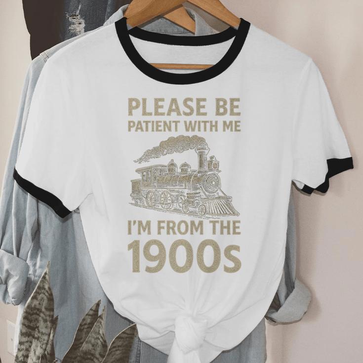 Please Be Patient With Me I'm From The 1900s Steam Train Premium Unisex Cotton Ringer T-Shirt
