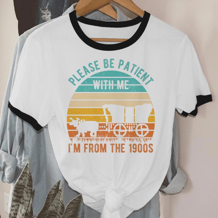PLEASE BE PATIENT I'M FROM THE 1900s Vintage 1900s 90s Premium Tri-Blend Unisex Cotton Ringer T-Shirt