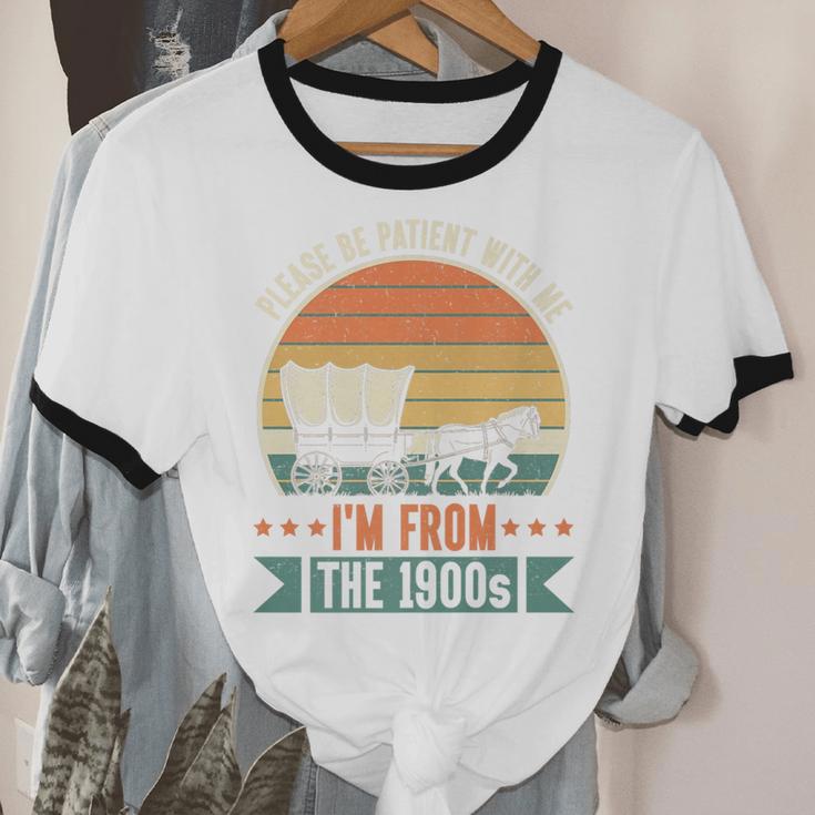 Please Be Patient With Me I'm From The 1900s Vintage Humor Premium Unisex Cotton Ringer T-Shirt