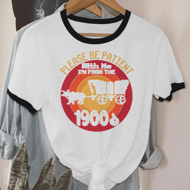Please Be Patient With Me I'm From The 1900s Vintage Meme Premium Unisex Cotton Ringer T-Shirt