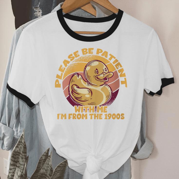 Please Be Patient I'm From The 1900s Vintage Toy Duck Unisex Cotton Ringer T-Shirt Please Be Patient I'm From The 1900s Vintage Toy Duck Unisex Cotton Ringer T-Shirt