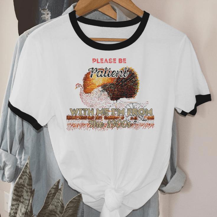 Please Be Patient With Me I'm From The 1900s Vintage Turkey Unisex Cotton Ringer T-Shirt