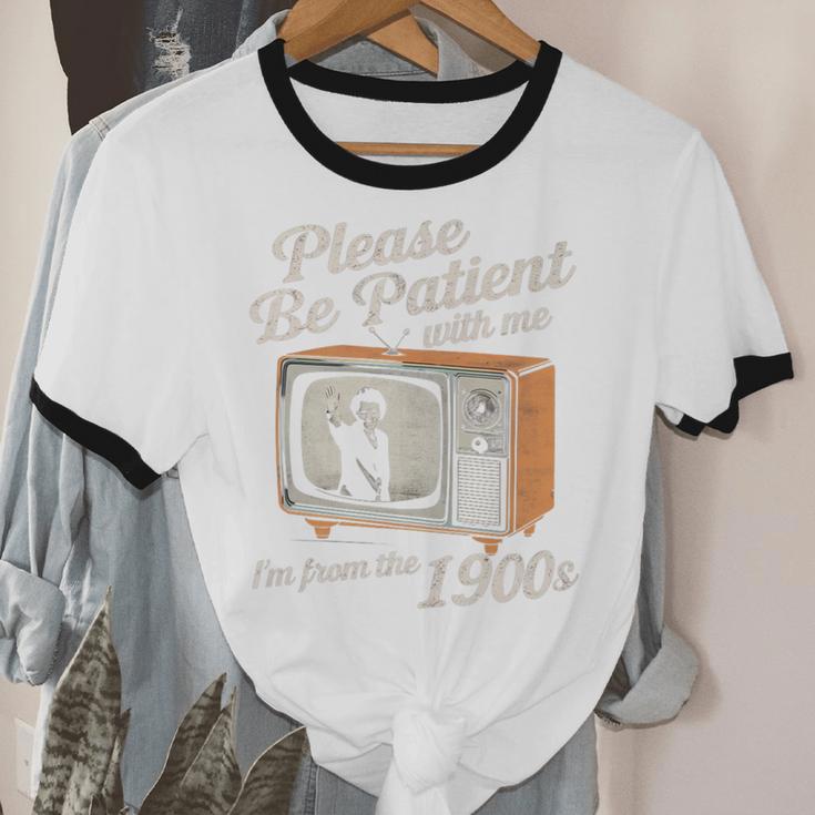 Please Be Patient With Me I'm From The 1900s Vintage TV Premium Unisex Cotton Ringer T-Shirt