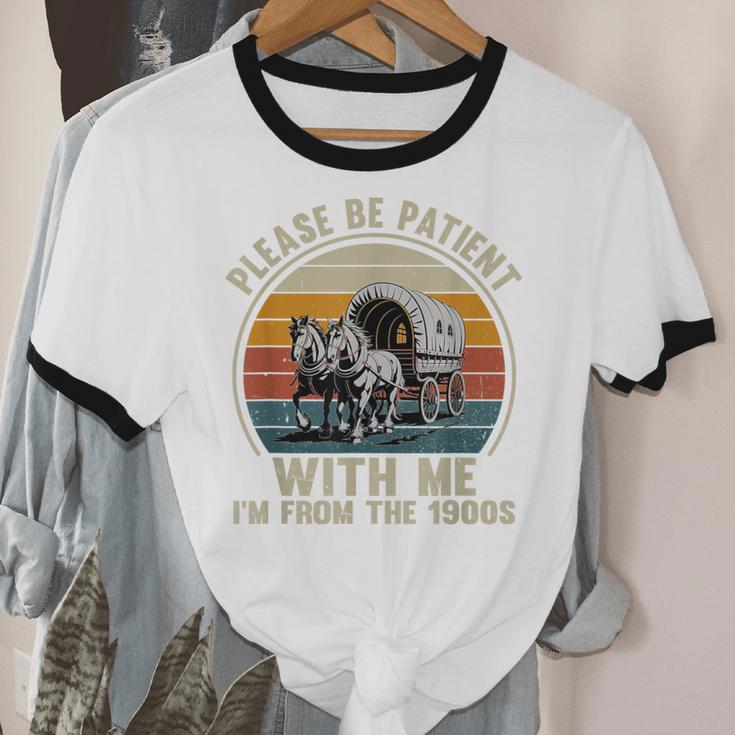 Please Be Patient With Me I'm From The 1900s Vintage Wagon Unisex Cotton Ringer T-Shirt Please Be Patient With Me I'm From The 1900s Vintage Wagon Unisex Cotton Ringer T-Shirt