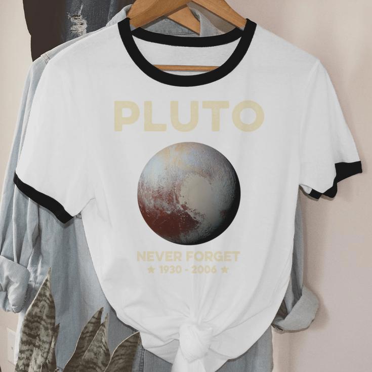 Pluto Never Forget 1930-2006 Planet Space Science Nostalgia Unisex Cotton Ringer T-Shirt