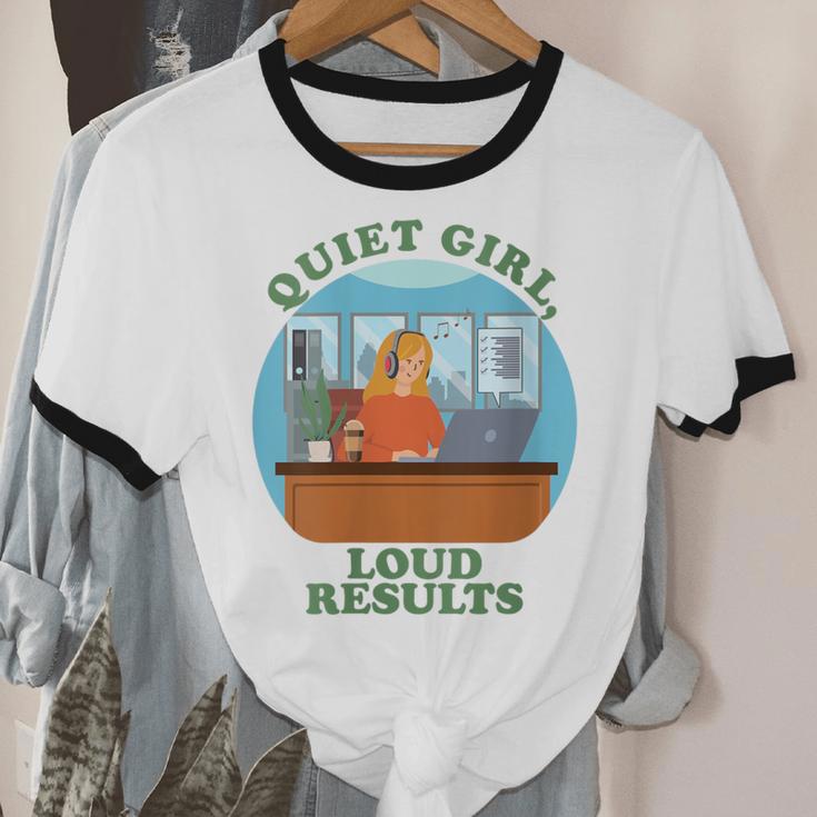 Quiet Girl Loud Results Introvert Office Staff Secretary Unisex Cotton Ringer T-Shirt Quiet Girl Loud Results Introvert Office Staff Secretary Unisex Cotton Ringer T-Shirt