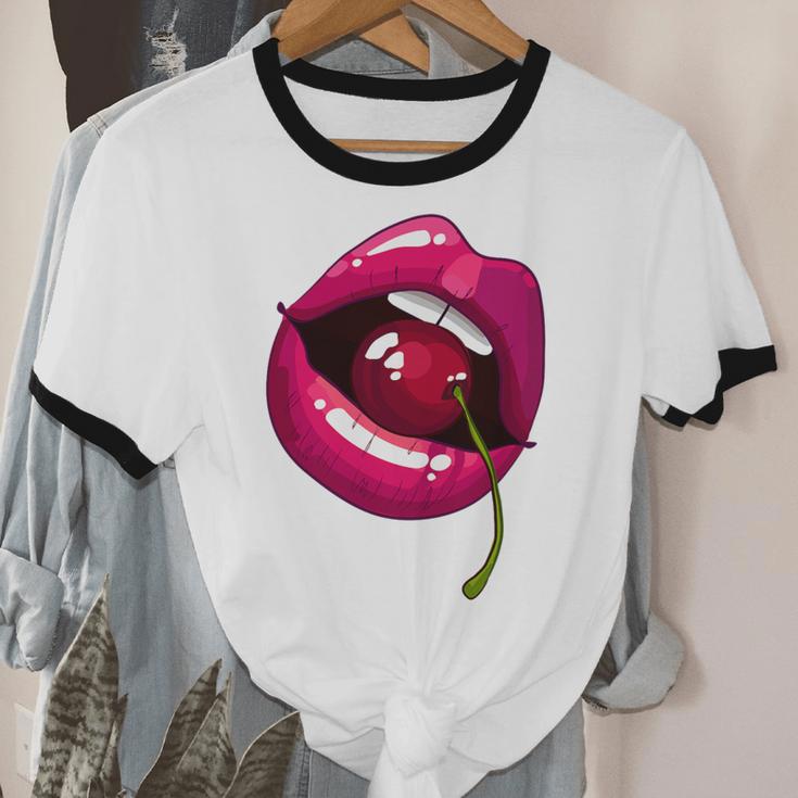 Rainbow Lips With a Cherry In The Mouth 80s Nostalgia Premium Tri-Blend Unisex Cotton Ringer T-Shirt Rainbow Lips With a Cherry In The Mouth 80s Nostalgia Premium Tri-Blend Unisex Cotton Ringer T-Shirt