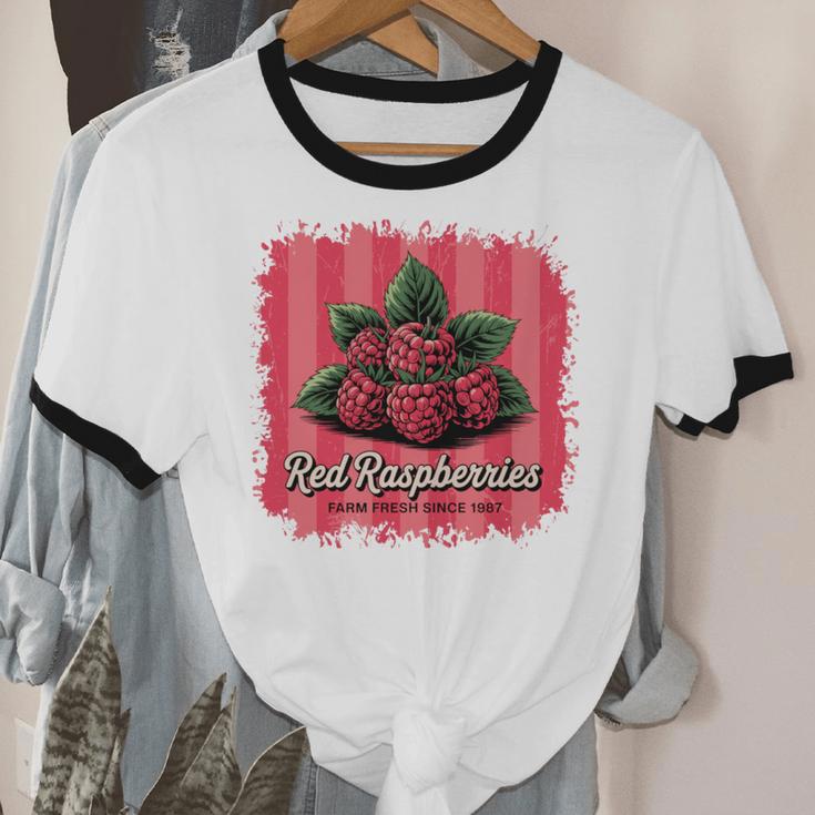 Red Raspberries Farm Fresh Since 1987 Nostalgia Unisex Cotton Ringer T-Shirt