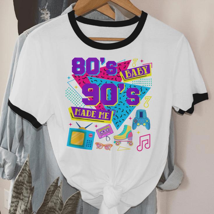 Retro 1980s 80's Baby 1990s 90's Made Me Nostalgia Birthday Unisex Cotton Ringer T-Shirt