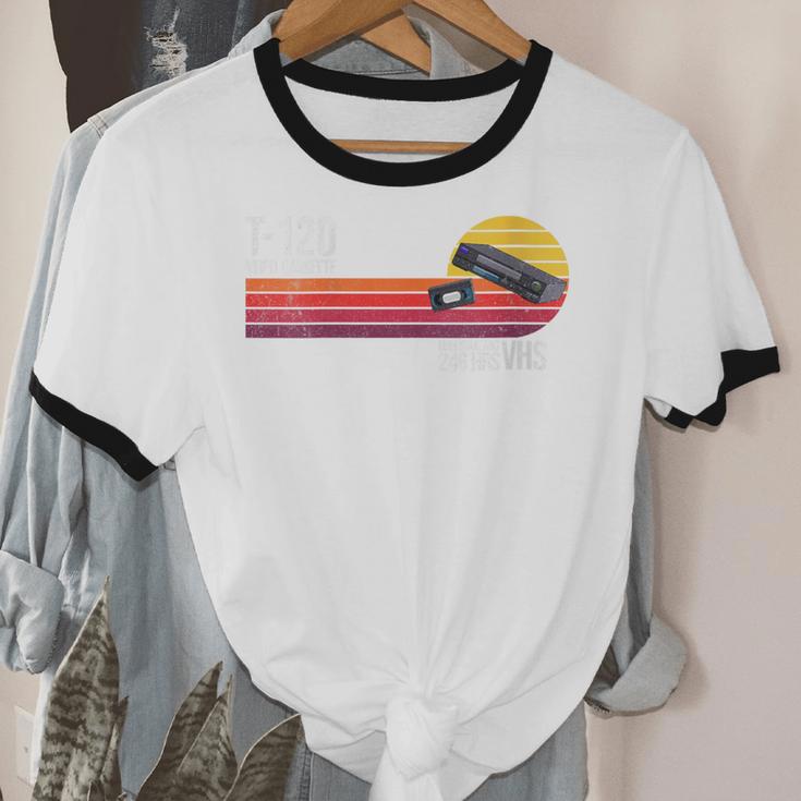 Retro 80's 90's Music Nostalgia Video Cassette Tape VHS Unisex Cotton Ringer T-Shirt