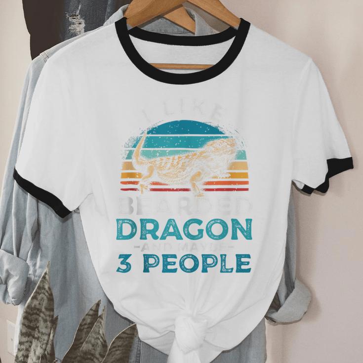 Retro Bearded Dragon Introvert For Lizard Lovers Unisex Cotton Ringer T-Shirt