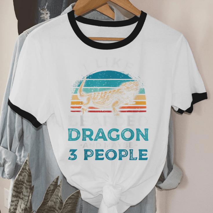 Retro Bearded Dragon Introvert For Lizard Lovers Unisex Cotton Ringer T-Shirt