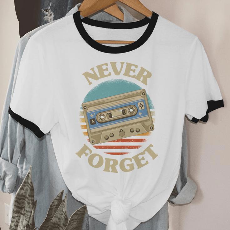 Retro Cassette Never Forget Nostalgia Vintage Unisex Cotton Ringer T-Shirt Retro Cassette Never Forget Nostalgia Vintage Unisex Cotton Ringer T-Shirt