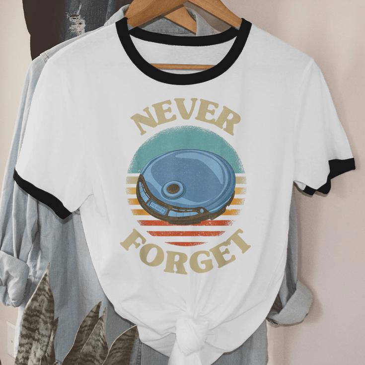 Retro CD Player Never Forget Nostalgia Vintage Unisex Cotton Ringer T-Shirt