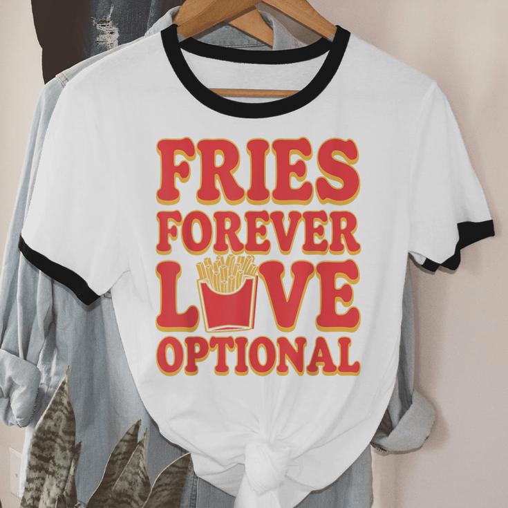 Retro Fast Food Nostalgia Vintage Diner Fries Shakes Burgers Unisex Cotton Ringer T-Shirt