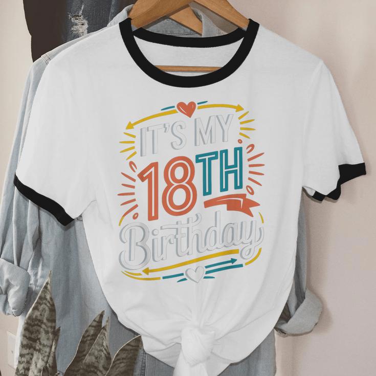 Retro It's My 18th Birthday Boho Nostalgia Women Kids Unisex Cotton Ringer T-Shirt