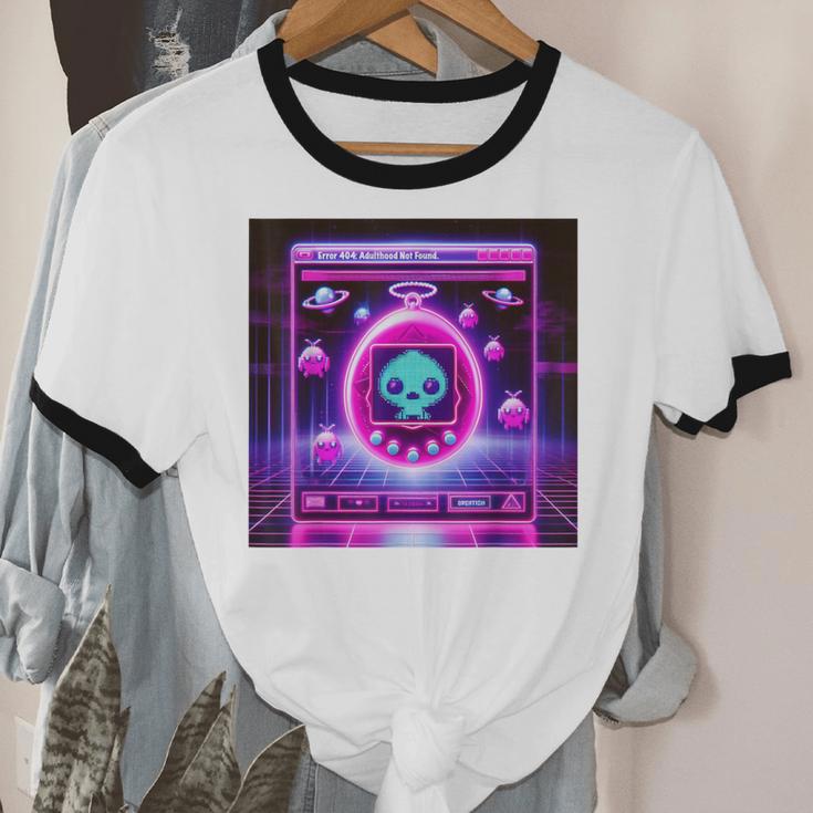 Retro Nostalgia Vaporwave- Error 404 Unisex Cotton Ringer T-Shirt