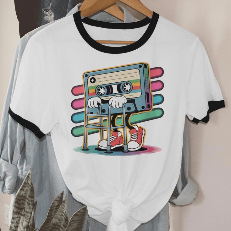 Retro Old Cassette Tape Cartoon With Walker Nostalgia Unisex Cotton Ringer T-Shirt Retro Old Cassette Tape Cartoon With Walker Nostalgia Unisex Cotton Ringer T-Shirt