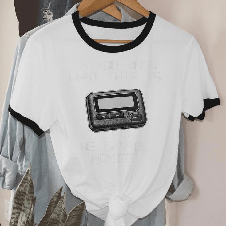 Retro Pager 90s Nostalgia Unisex Cotton Ringer T-Shirt