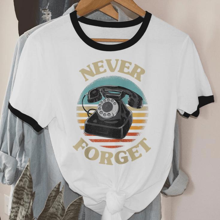 Retro Phone Never Forget Nostalgia Vintage Raglan Baseball Tee Unisex Cotton Ringer T-Shirt