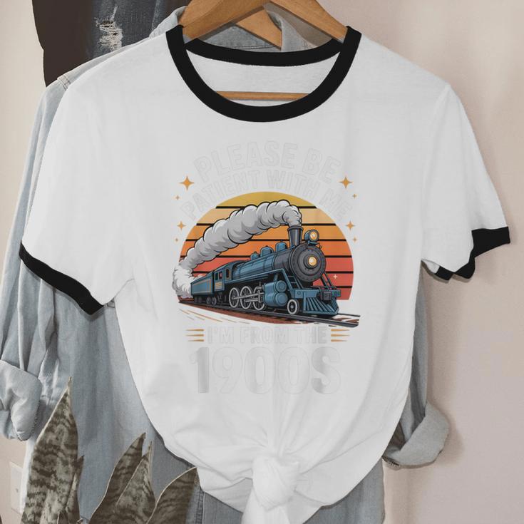 Retro Please Be Patient With Me I'm From The 1900s Train Unisex Cotton Ringer T-Shirt