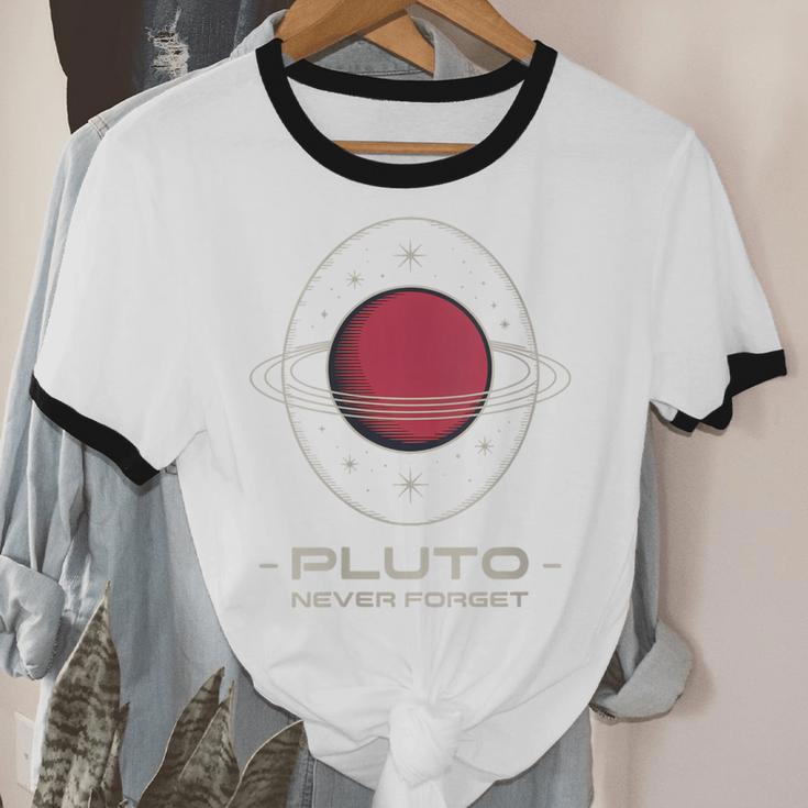 Retro Pluto Never Forget Classic Planet Pluto Nostalgia Unisex Cotton Ringer T-Shirt