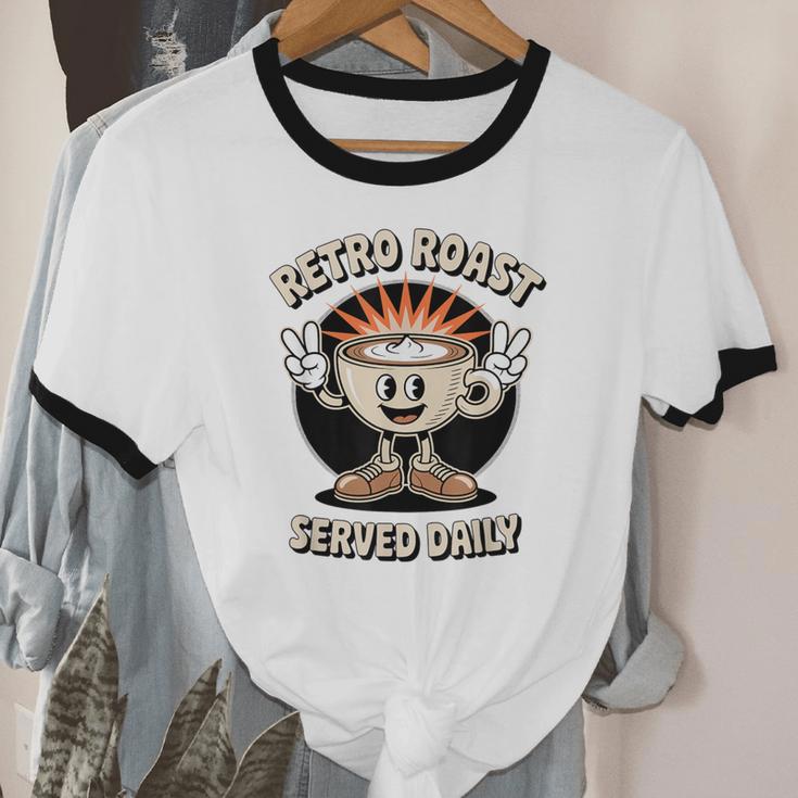 Retro Roast Coffee Retro Cartoon Vintage Nostalgia Fun Unisex Cotton Ringer T-Shirt