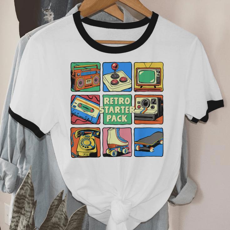 Retro Starter Pack 80s 90s Vintage Nostalgia Cassette Tape Unisex Cotton Ringer T-Shirt